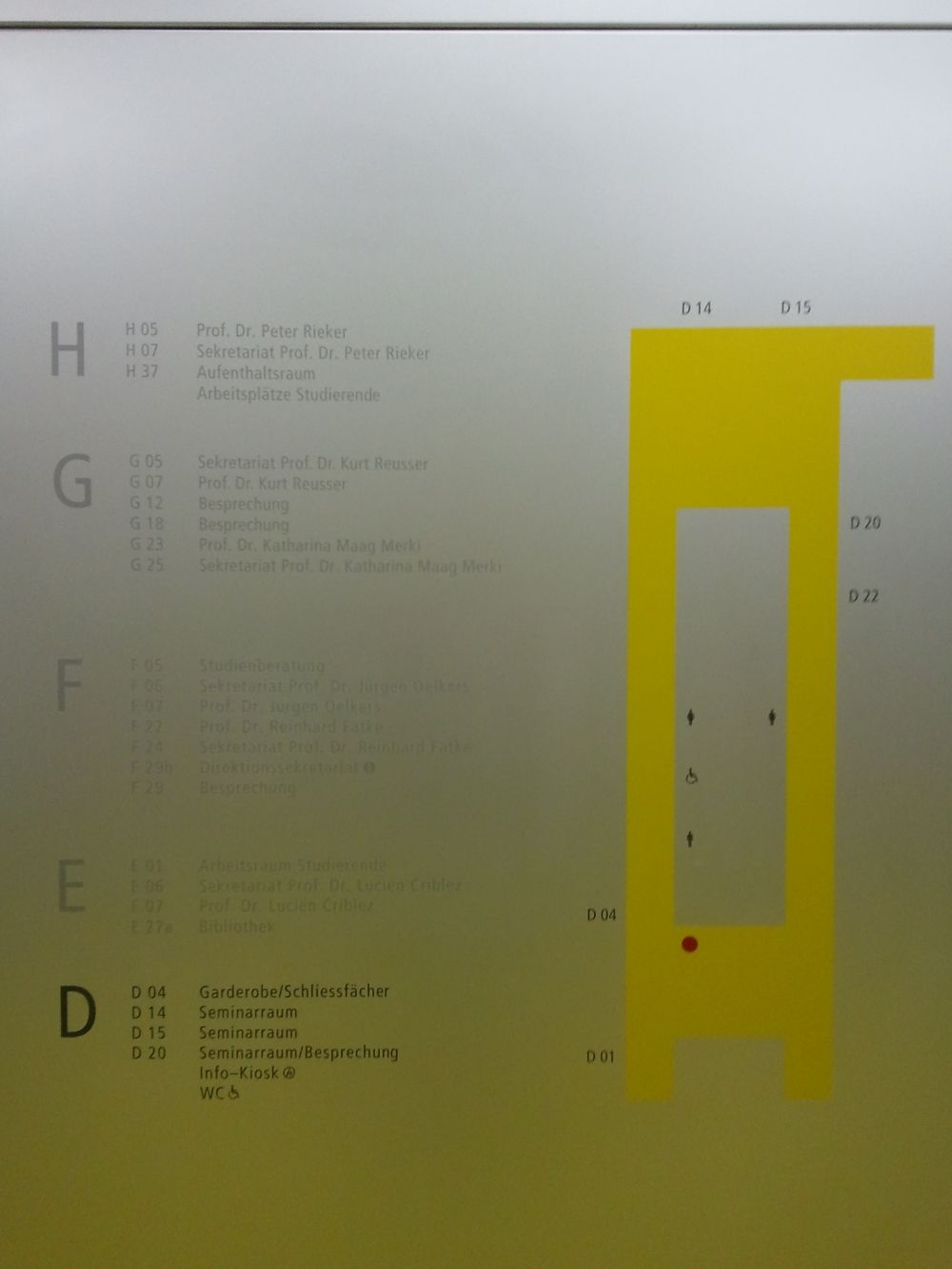 FRE, Stockwerk D: Übersichtsplan Gebäude.