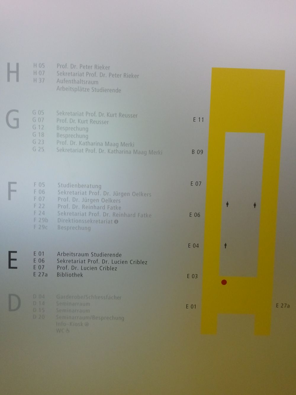 FRE, Stockwerk E: Übersichtsplan Gebäude.