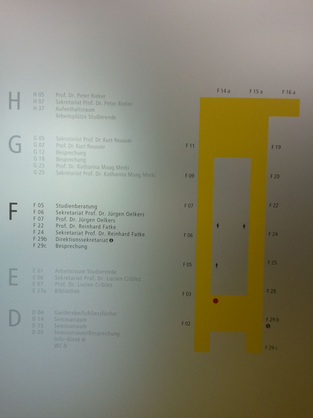 FRE, Stockwerk F: Übersichtsplan Gebäude.