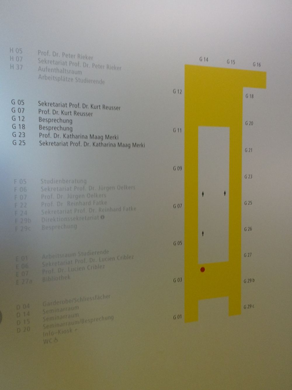 FRE, Stockwerk G: Übersichtsplan Gebäude.