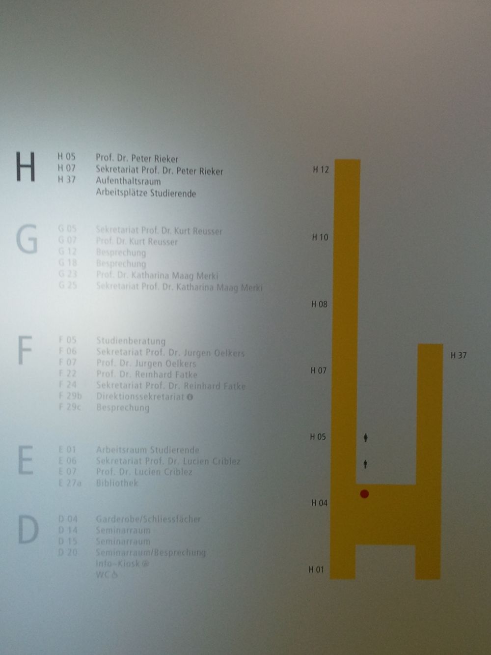 FRE, Stockwerk H: Übersichtsplan Gebäude.