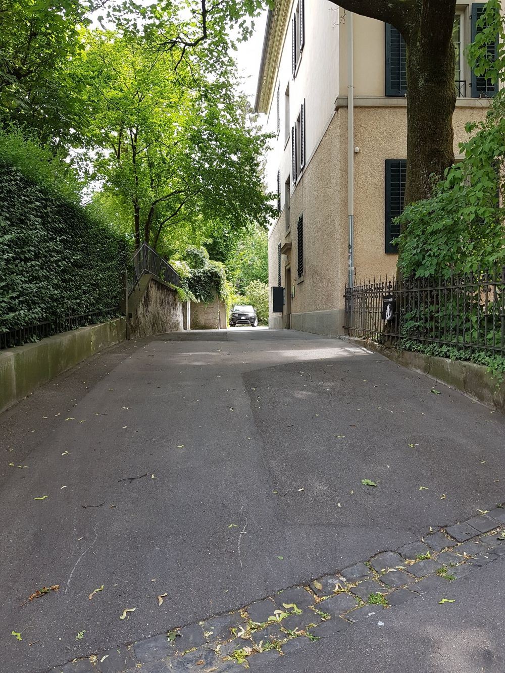 Gebäude RAD: Einfahrt zum Gebäude. Der Eingang befindet sich auf der rechten Seite. Anfahrt über Rämistrasse 62.