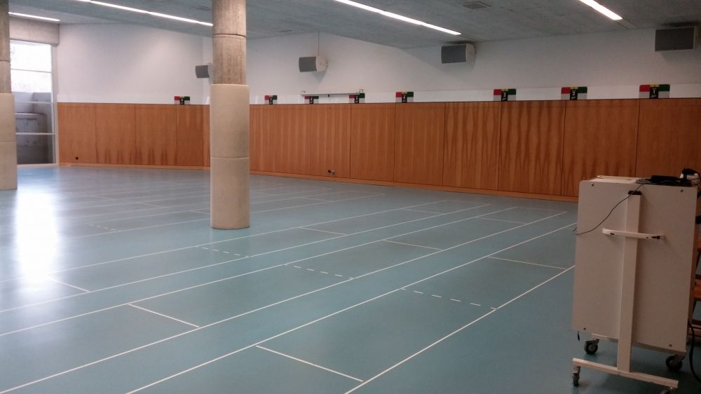 Y30-E, Halle: Blick in die Kleinsporthalle hinein.