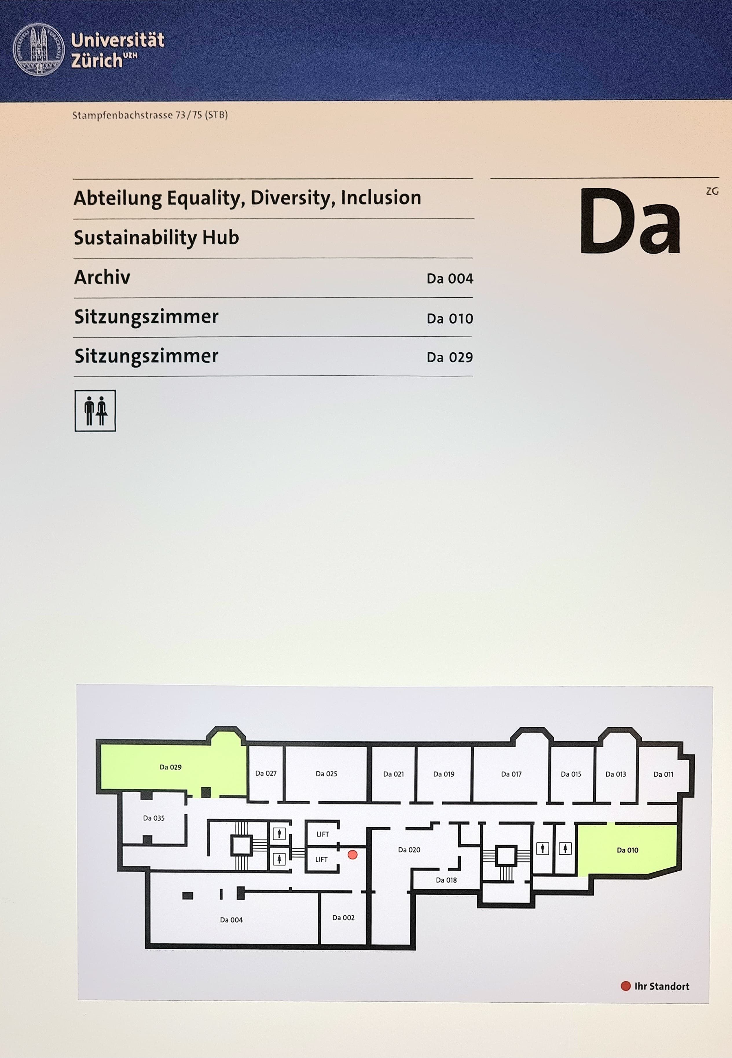 Stockwerk DA: Ein Bild vom Stockwerkplan des DA Stockwerk.