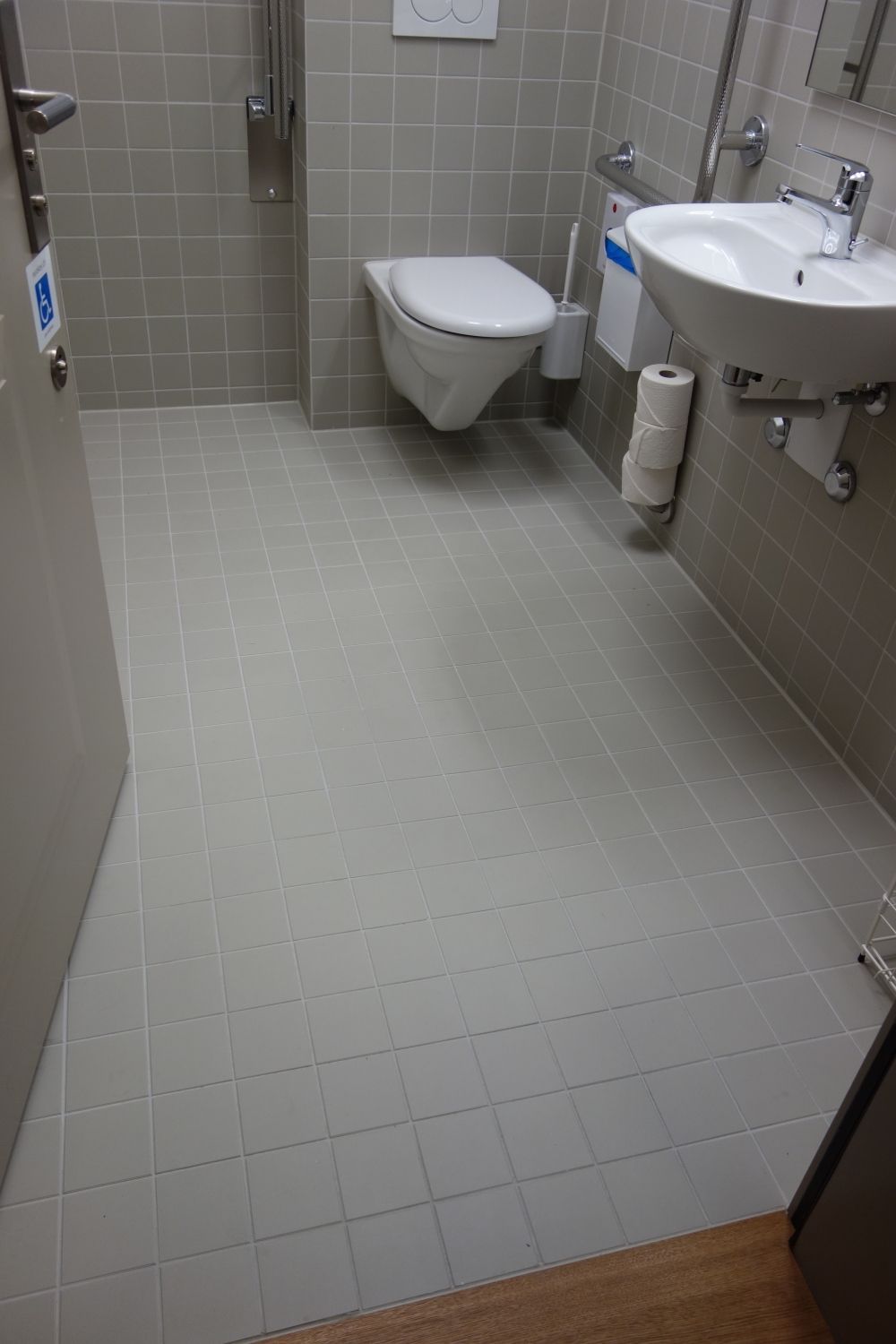Rollstuhl-WC RAA-E-24: Blick ins Rollstuhl-WC von der Tür her.