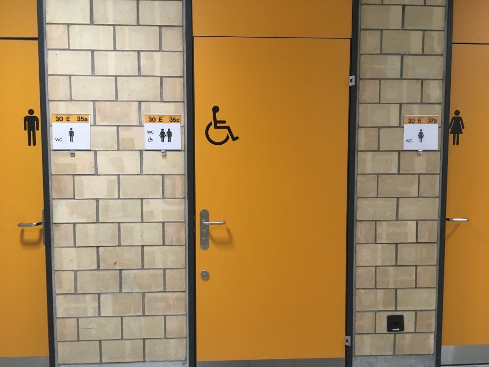 Rollstuhl-WC Y30-E-35C: Eingangstüre des Rollstuhl-WC.