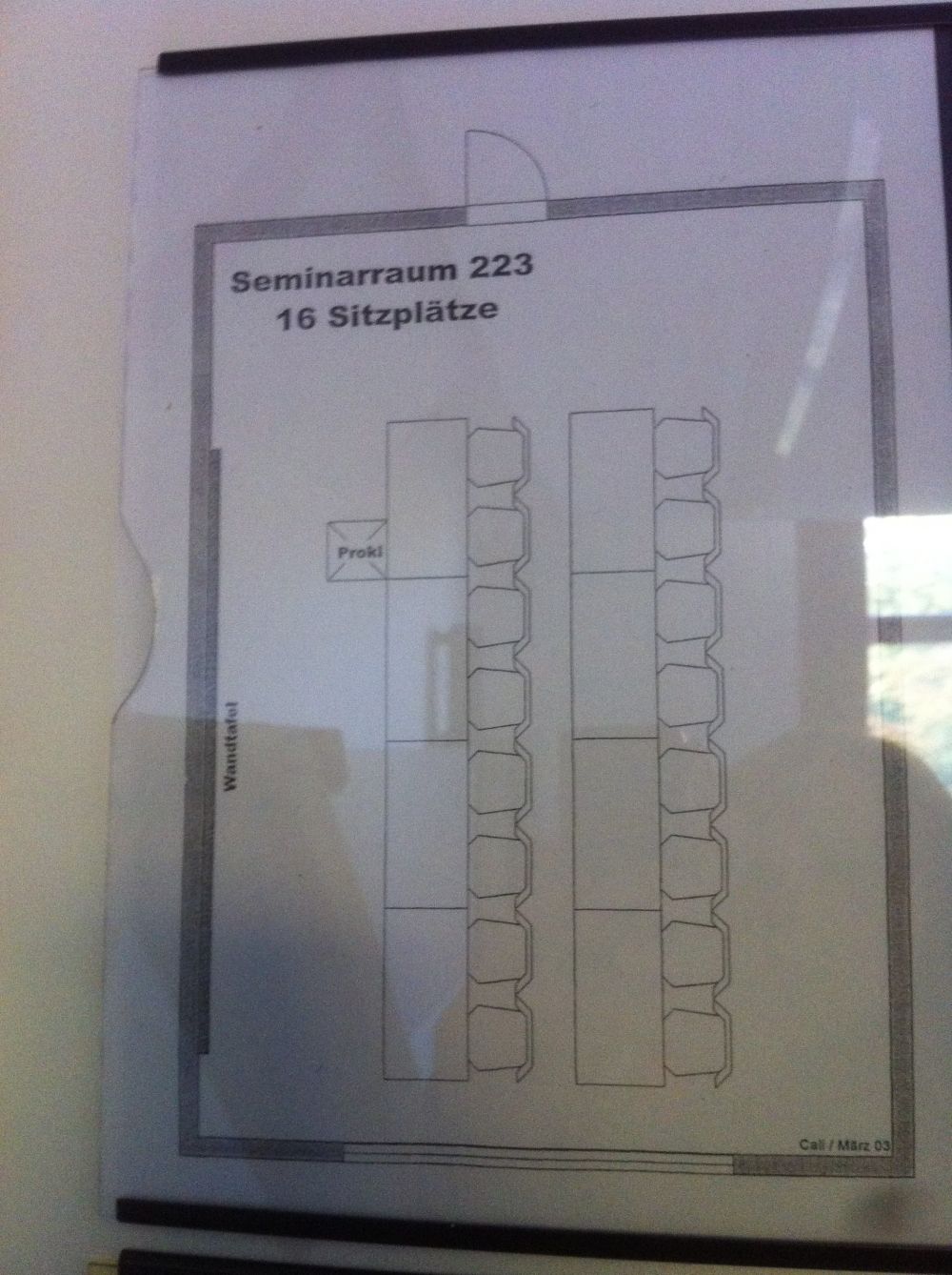 Seminarraum KOL-G-223: Plan, Sitzanordnung