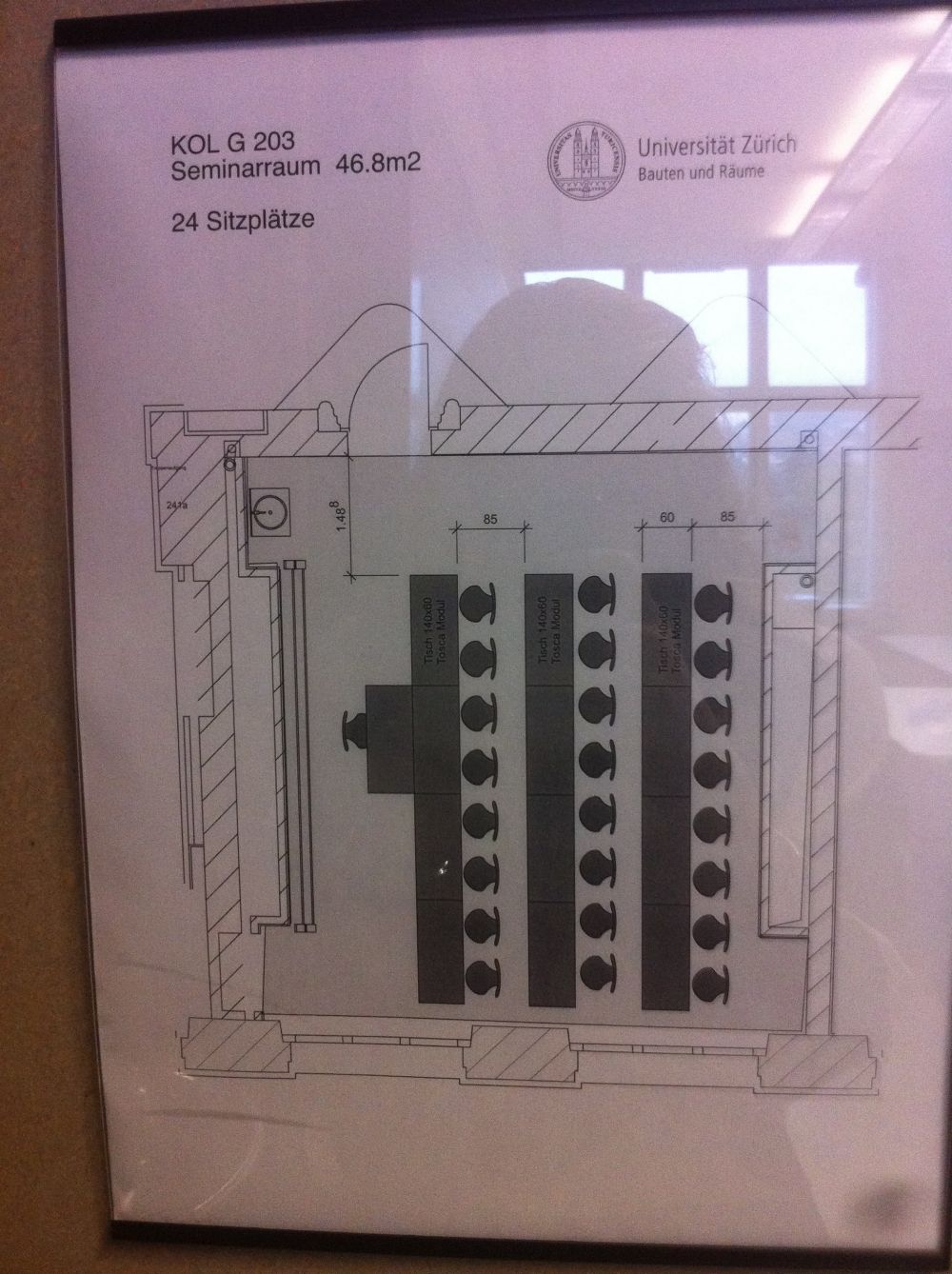 Seminarraum KOL-G-203: Plan Sitzanordnung.