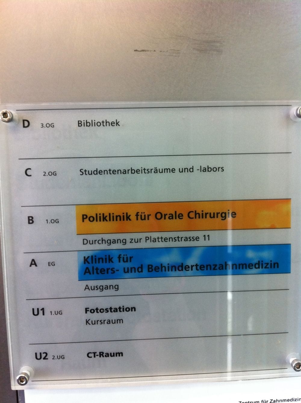 Gebäude PLF: Übersichtstafel.