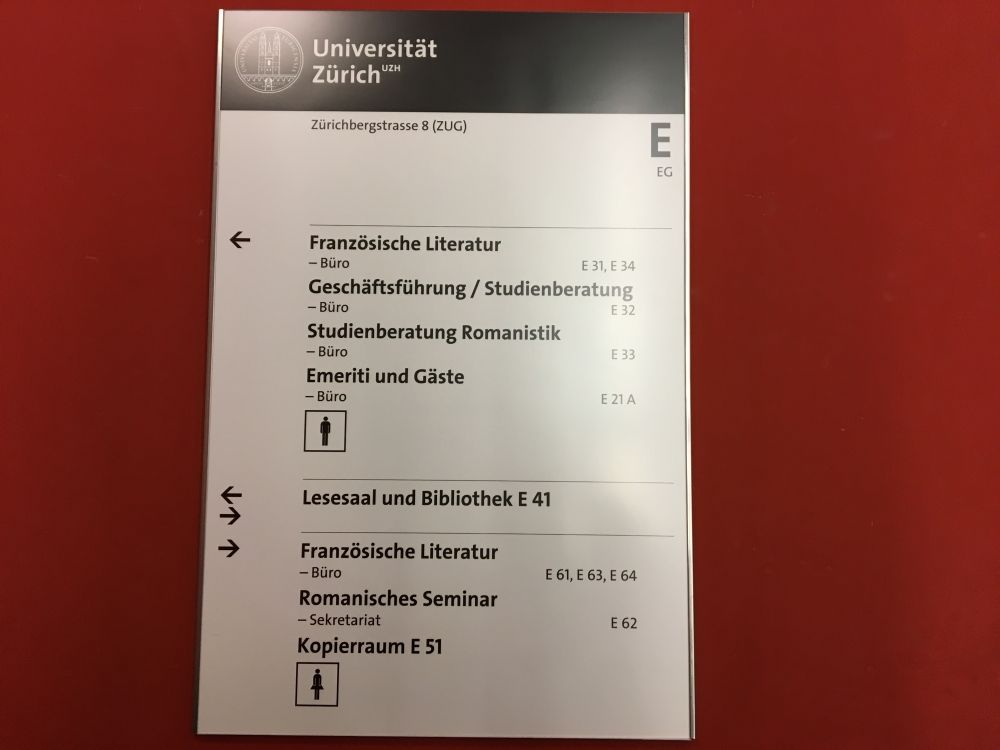 ZUG, Stockwerk E: Rauminformation des Stockwerks.