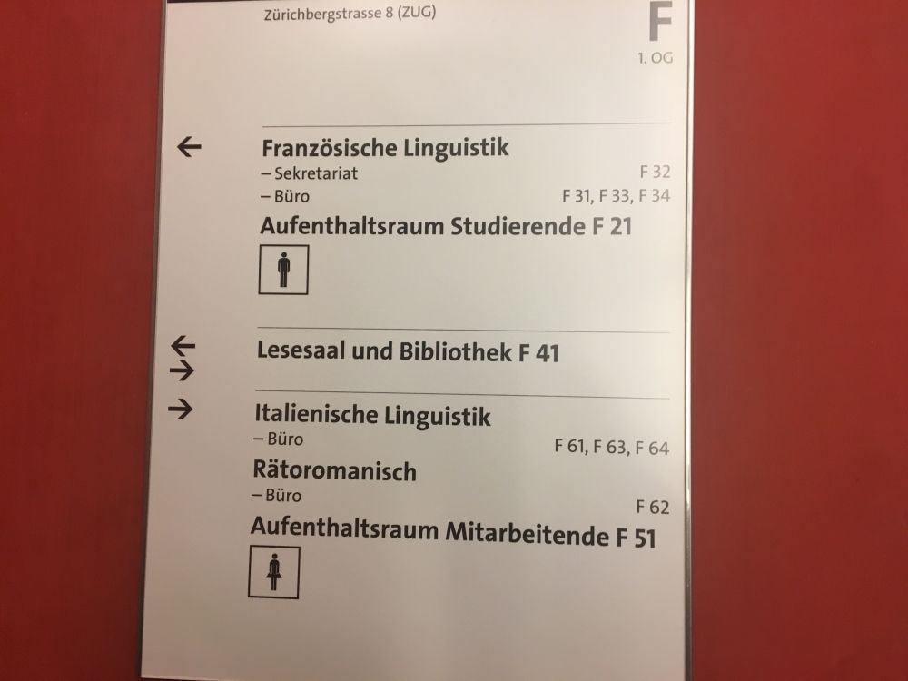 ZUG, Stockwerk F: Übersicht des Geschoss F.