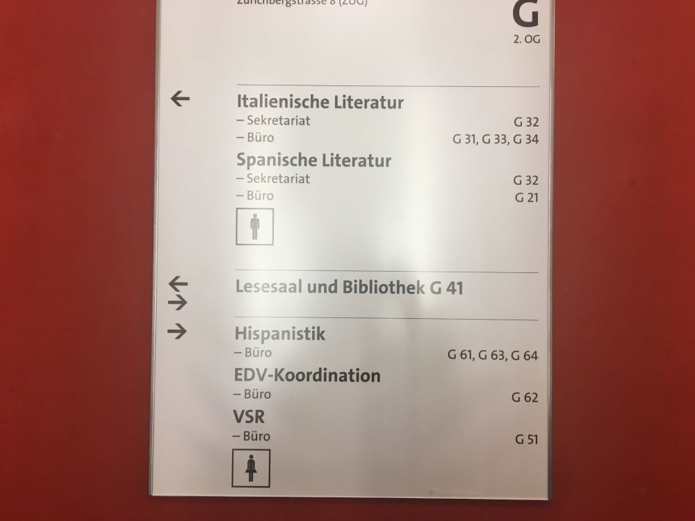 ZUG, Stockwerk G: Übersicht Stockwerk G