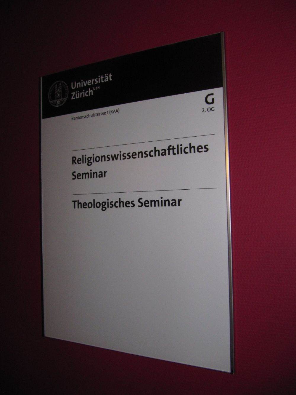 KAA, Stockwerk G: Stockwerkstafel G.