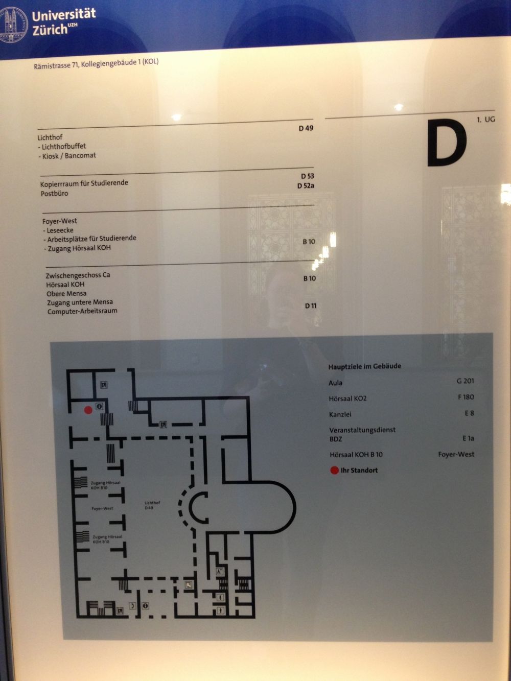 KOL, Stockwerk D: Stockwerkplan.