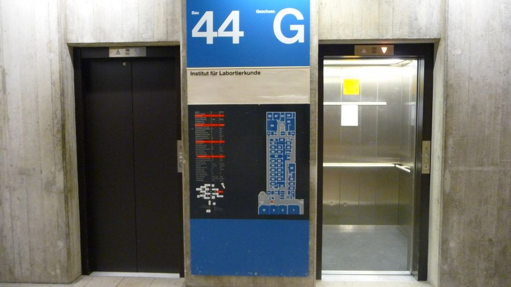 Y44, Zweier-Liftgruppe: Sicht auf Innenraum eines Lifts.