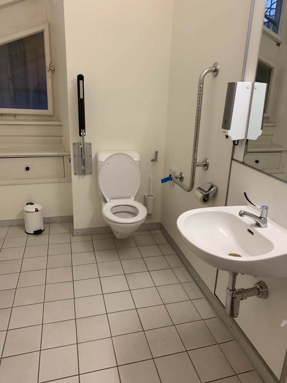 Rollstuhl-WC RAG-E-8: Innenansicht Rollstuhl-Toilette.