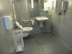 Rollstuhl-WC AND-4-23: Grosser Innenraum des Rollstuhl-WCs.