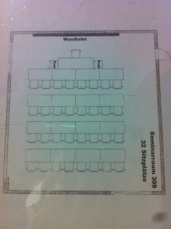 Seminarraum KOL-H-309: Plan, Sitzanordnung.