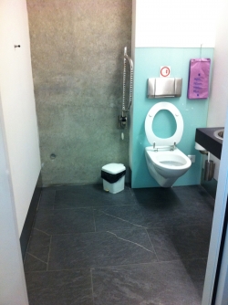 Rollstuhl-WC PLF-U1-203: Rollstuhl-WC (Innenraum ohne Sicht auf Lavabo)